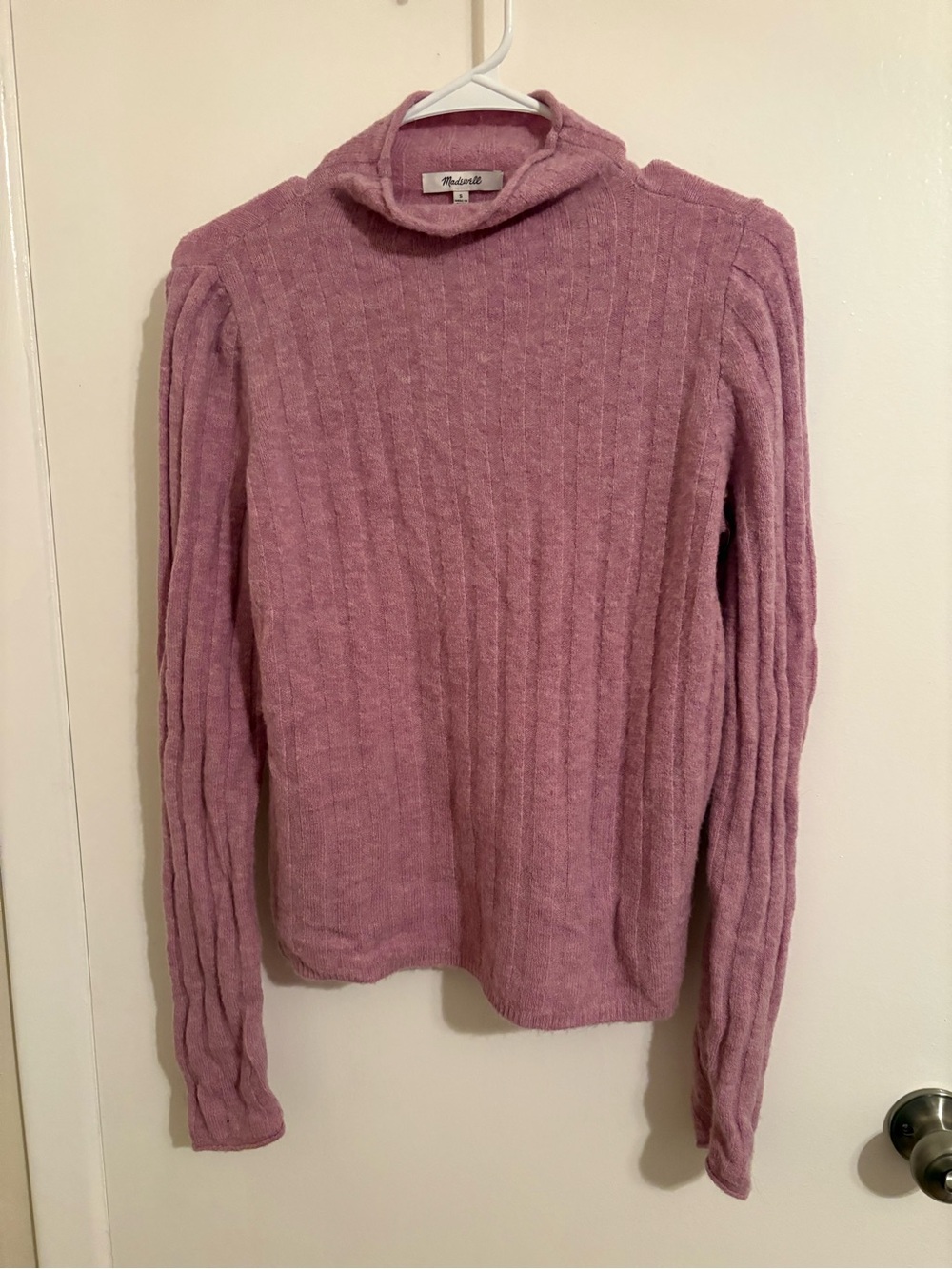 Madewell Wool Blend Sweater, turtleneck, Pink S